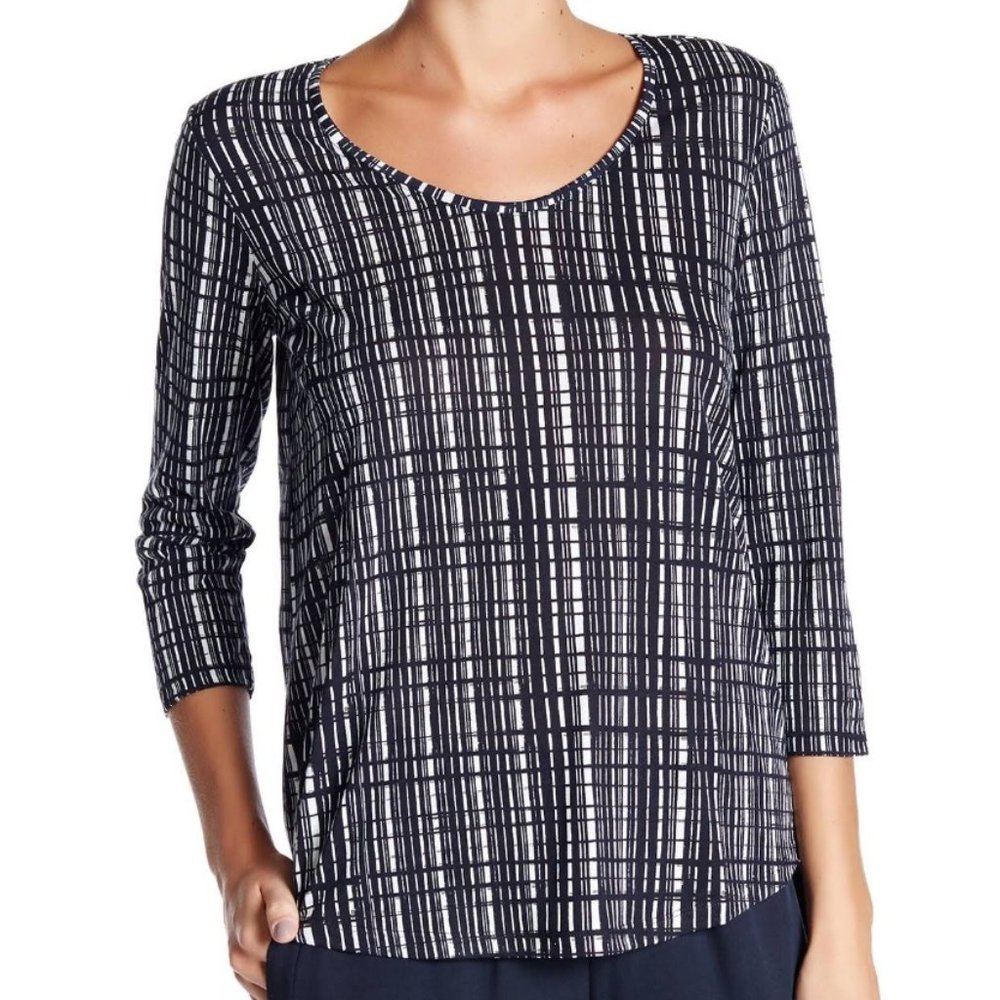 Vince Interlace Print Swing Tee Sz M Scoop Neck